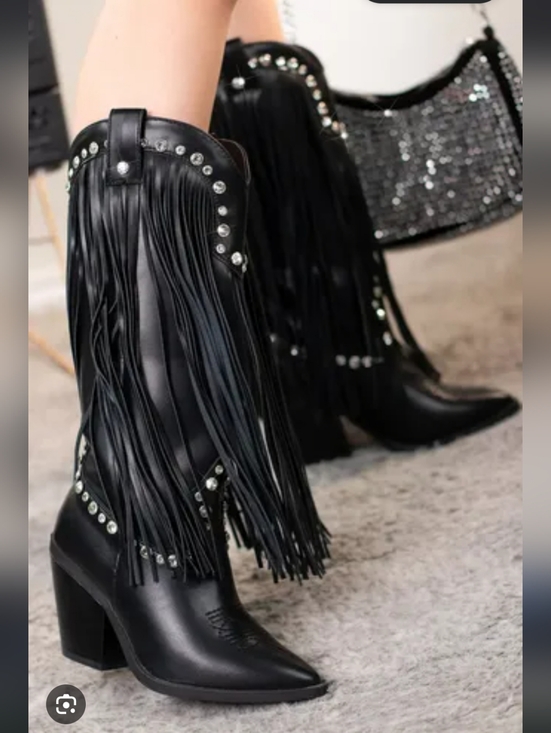 Forever 21 Shoes - Forever 21 Fringe Studded Cowgirl Boots  | Women’s Size 8